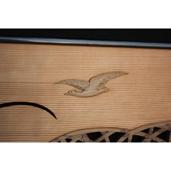 水禽籠 木彫透かし欄間 2枚1組　R2505 
