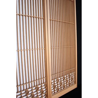 麻葉障子付 白木書院 2枚1組　R2506 