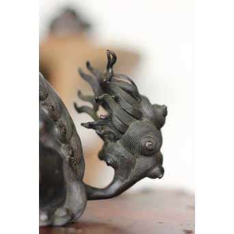 古銅 玉獅子 香炉　M162 