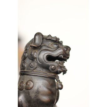 古銅 玉獅子 香炉　M162 