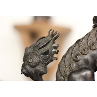 古銅 玉獅子 香炉　M162 