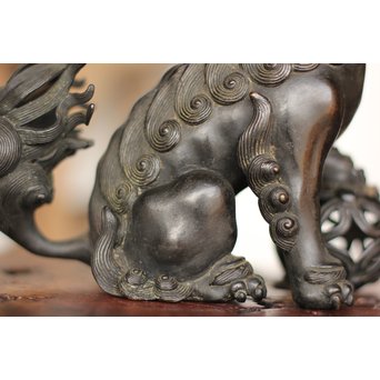 古銅 玉獅子 香炉　M162 