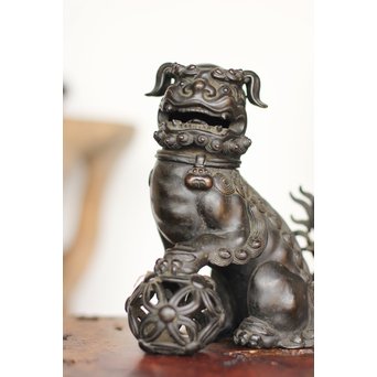 古銅 玉獅子 香炉　M162 