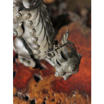 古銅 玉獅子 香炉　M162 