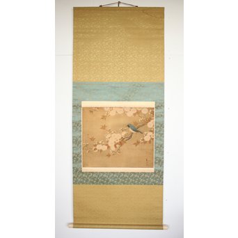 春木南江【桜花鳥】 絹本掛軸　Z190 