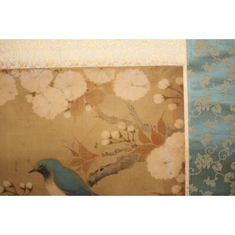 春木南江【桜花鳥】 絹本掛軸　Z190 