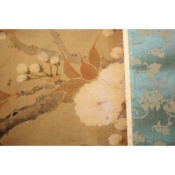 春木南江【桜花鳥】 絹本掛軸　Z190 