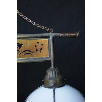 菊金具シェードの3灯シャンデリア照明　A1969 