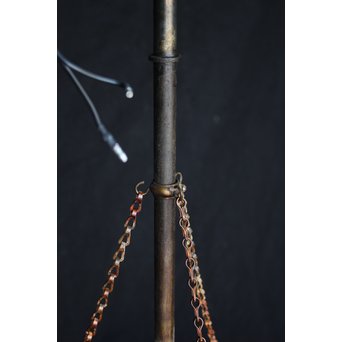 菊金具シェードの3灯シャンデリア照明　A1969 