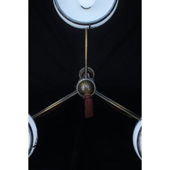 菊金具シェードの3灯シャンデリア照明　A1969 