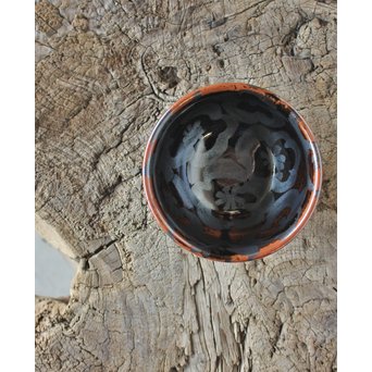 青木龍山 天目梅抹茶碗　P160