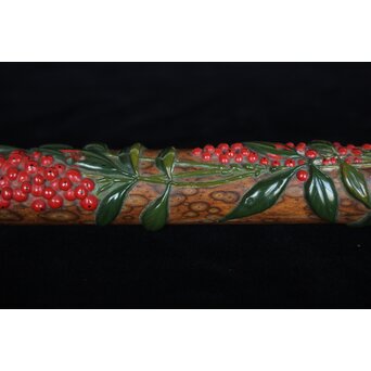 猩々斎作 南天高蒔絵 支那竹 斑竹香筒　Q082 