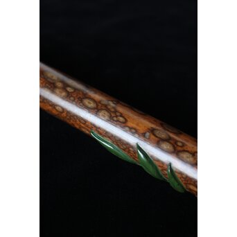 猩々斎作 南天高蒔絵 支那竹 斑竹香筒　Q082 