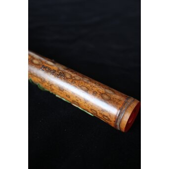 猩々斎作 南天高蒔絵 支那竹 斑竹香筒　Q082 