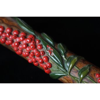 猩々斎作 南天高蒔絵 支那竹 斑竹香筒　Q082 