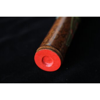 猩々斎作 南天高蒔絵 支那竹 斑竹香筒　Q082 