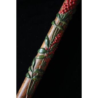 猩々斎作 南天高蒔絵 支那竹 斑竹香筒　Q082 