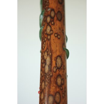 猩々斎作 南天高蒔絵 支那竹 斑竹香筒　Q082 