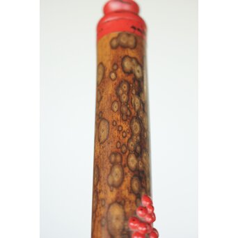 猩々斎作 南天高蒔絵 支那竹 斑竹香筒　Q082 