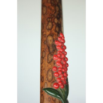 猩々斎作 南天高蒔絵 支那竹 斑竹香筒　Q082 