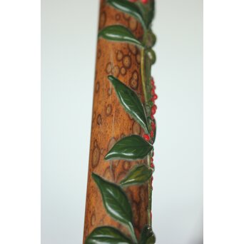 猩々斎作 南天高蒔絵 支那竹 斑竹香筒　Q082 