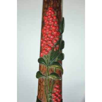 猩々斎作 南天高蒔絵 支那竹 斑竹香筒　Q082 