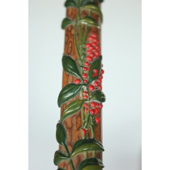 猩々斎作 南天高蒔絵 支那竹 斑竹香筒　Q082 