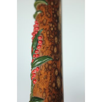 猩々斎作 南天高蒔絵 支那竹 斑竹香筒　Q082 