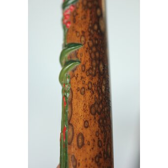 猩々斎作 南天高蒔絵 支那竹 斑竹香筒　Q082 