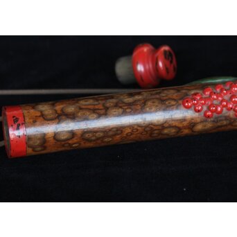 猩々斎作 南天高蒔絵 支那竹 斑竹香筒　Q082 