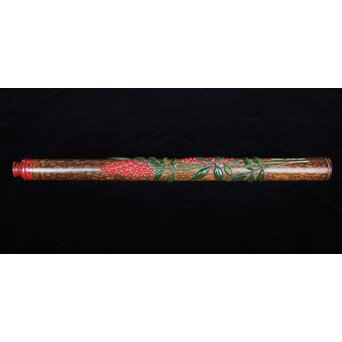 猩々斎作 南天高蒔絵 支那竹 斑竹香筒　Q082 