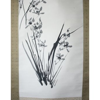 倣 松林桂月 蘭竹図 掛軸　Z191 