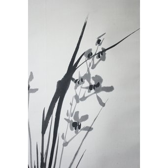 倣 松林桂月 蘭竹図 掛軸　Z191 