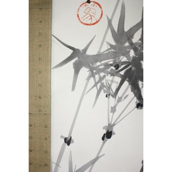 倣 松林桂月 蘭竹図 掛軸　Z191 