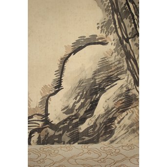 倣 松林桂月 山水図 掛軸　Z192 