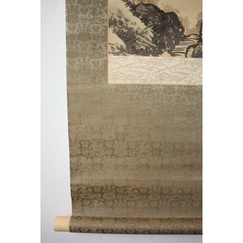 倣 松林桂月 山水図 掛軸　Z192 