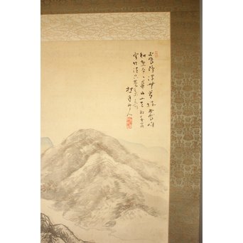 倣 松林桂月 山水図 掛軸　Z192 