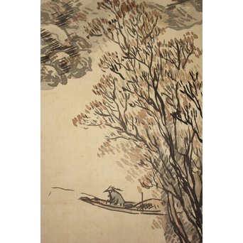 倣 松林桂月 山水図 掛軸　Z192 