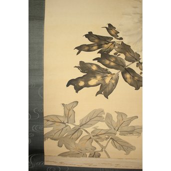 倣 山元春挙 水墨牡丹図 掛軸　Z193 