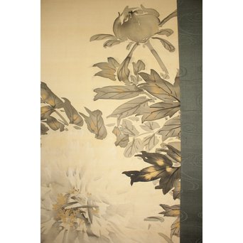 倣 山元春挙 水墨牡丹図 掛軸　Z193 