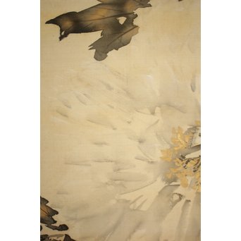 倣 山元春挙 水墨牡丹図 掛軸　Z193 