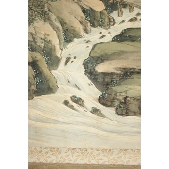 倣 山元春挙 高士観瀑図 掛軸　Z194 