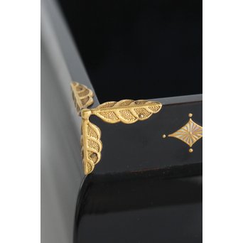 六角紫水 螺鈿煙草盆　Q083 