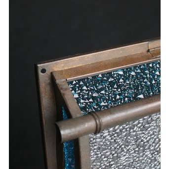 ダイア水色ガラス 竹細工銅門灯カバー 4個1組　A1970Y 