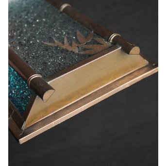 ダイア水色ガラス 竹細工銅門灯カバー 4個1組　A1970Y 