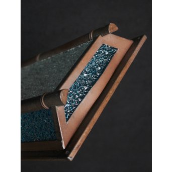 ダイア水色ガラス 竹細工銅門灯カバー 4個1組　A1970Y 