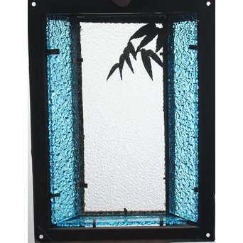 ダイア水色ガラス 竹細工銅門灯カバー 4個1組　A1970Y 