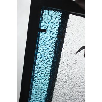 ダイア水色ガラス 竹細工銅門灯カバー 4個1組　A1970Y 