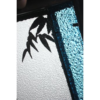 ダイア水色ガラス 竹細工銅門灯カバー 4個1組　A1970Y 