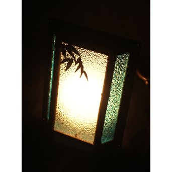 ダイア水色ガラス 竹細工銅門灯カバー 4個1組　A1970Y 